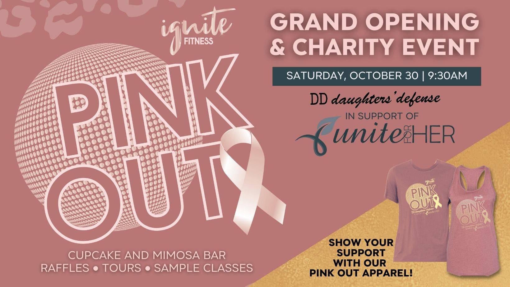 Ignite Fitness Partners with Daughters’ Defense Supporting Cancer Charity at PINK OUT Grand Opening