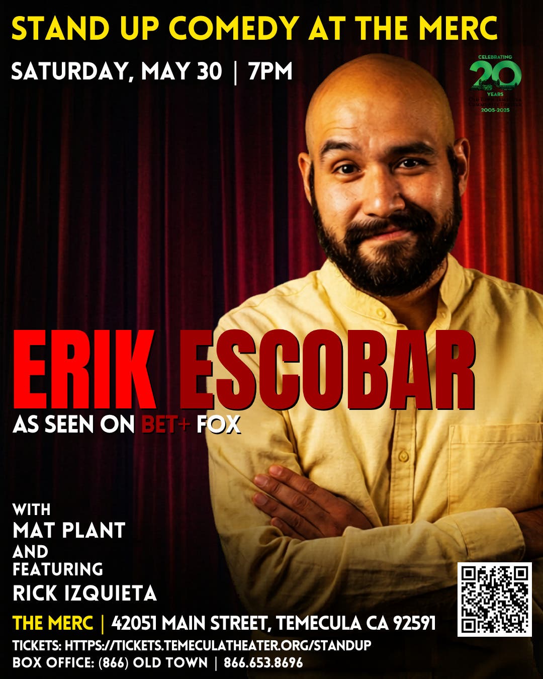 Stand Up Comedy @ The Merc with Erik Escobar (FOX, BET)