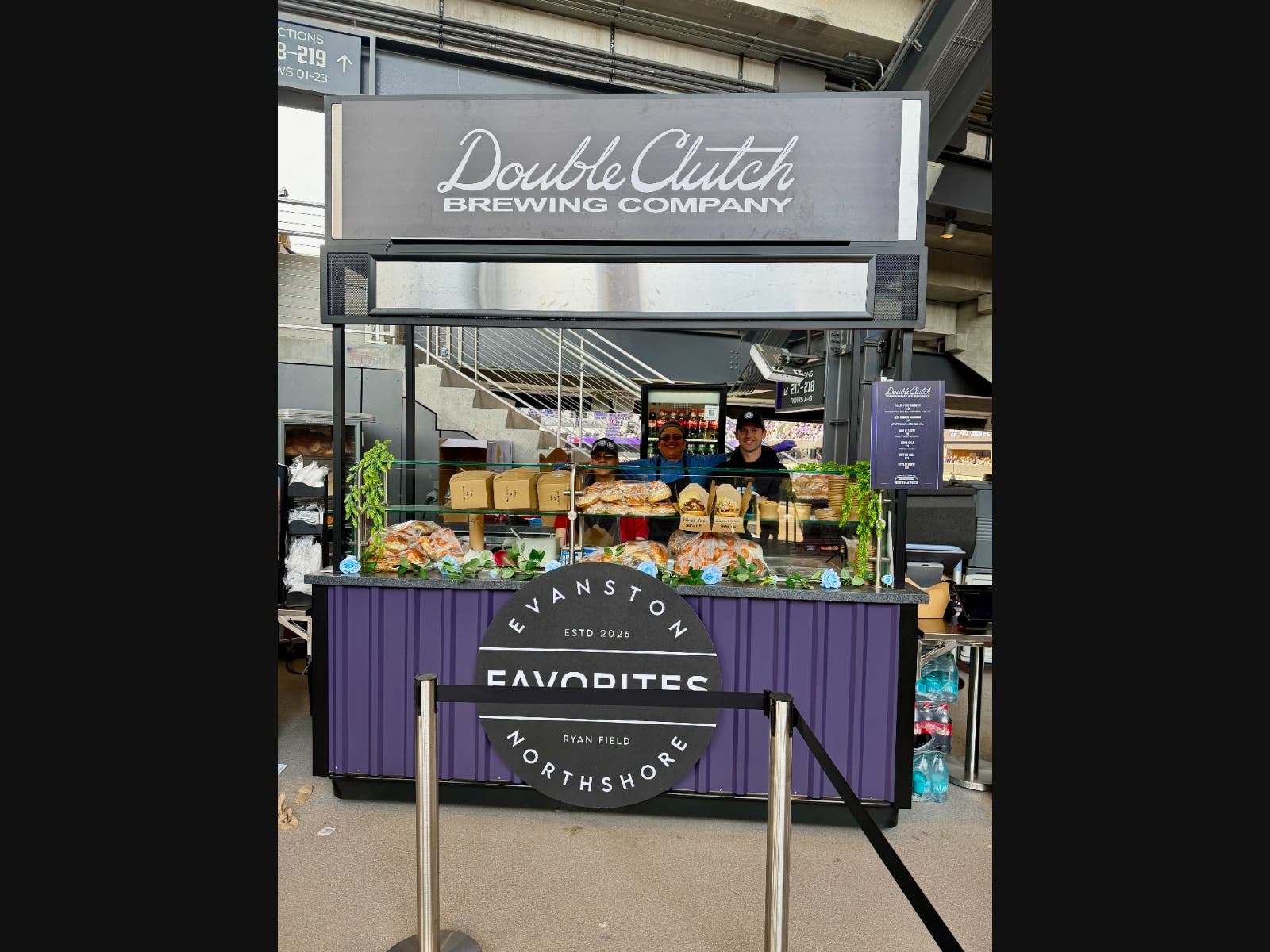 Double Clutch Brewing Company's food cart located in section 218 of the New Ryan Field.