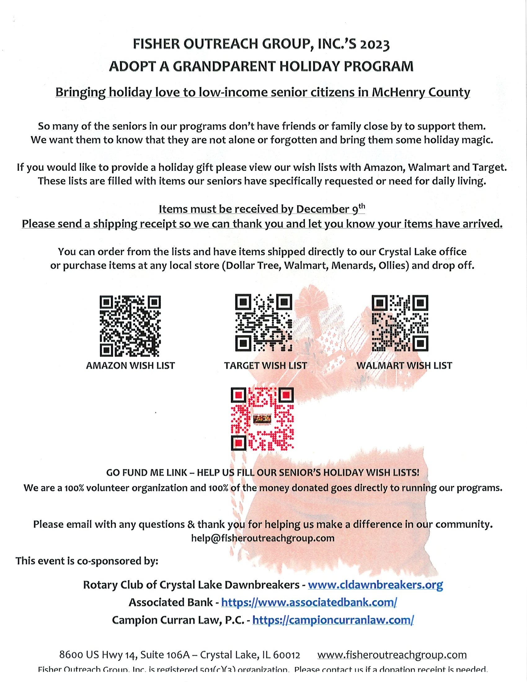 Nov 8 | Adopt A Grandparent Holiday Program | Crystal Lake, IL Patch