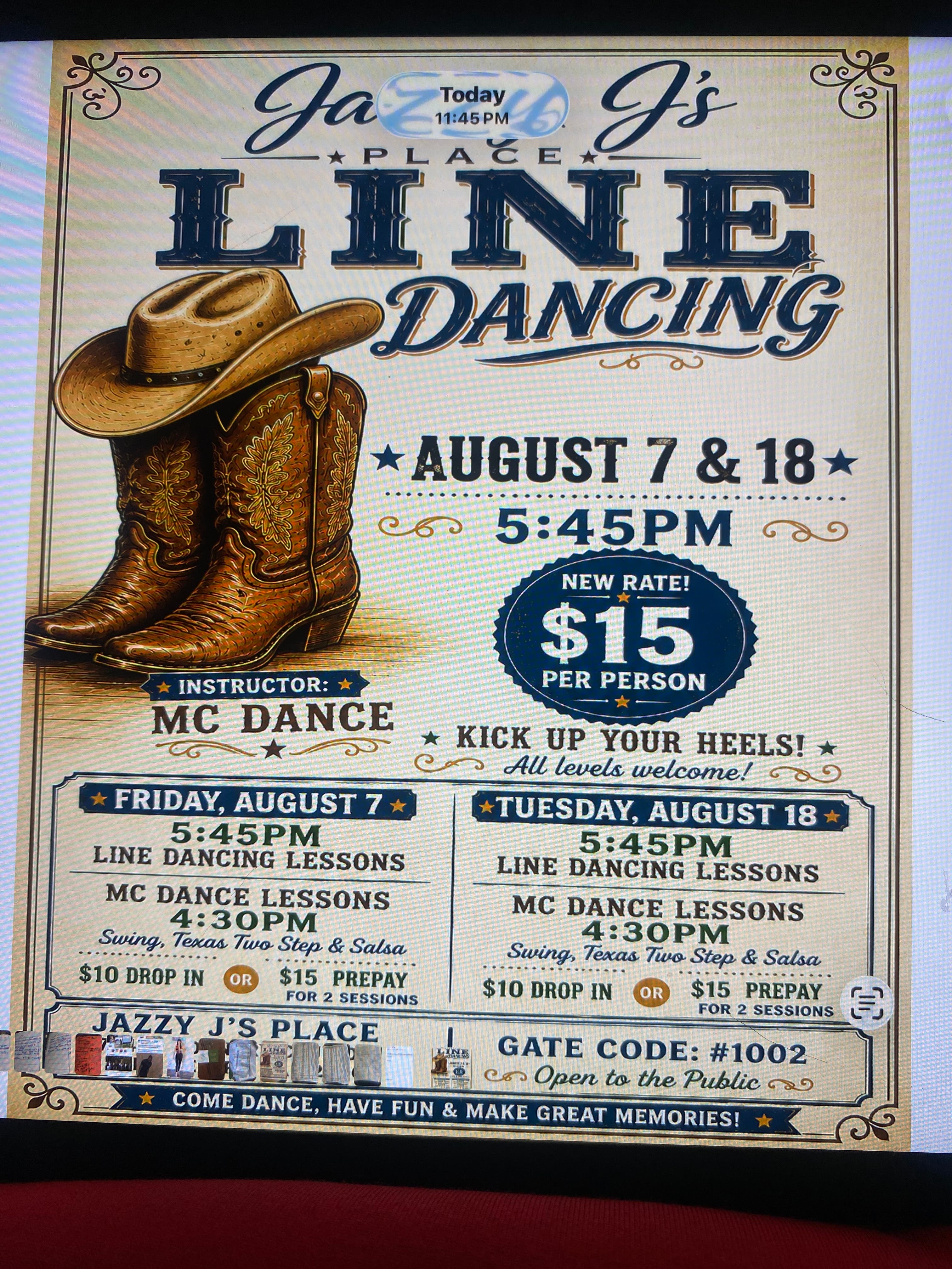 Swing , Texas Two Step , Salsa & Line Dancing Lessons - Happy Hour Fun !