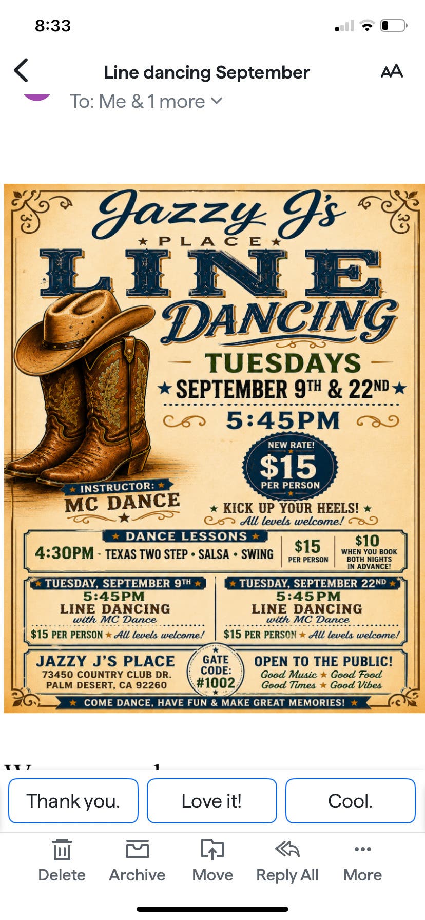 Swing, Two Step & Line Dance Lessons 