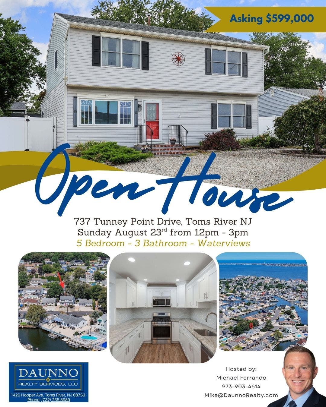 Open House Sunday August 23 12pm - 3 pm TOMS RIVER