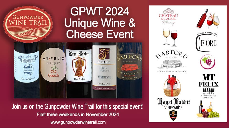 Nov 8 Gunpowder Wine Trail 2024 Unique Wine Cheese Event Bel Air Nov 8 gunpowder wine trail 2024 unique wine cheese event bel air