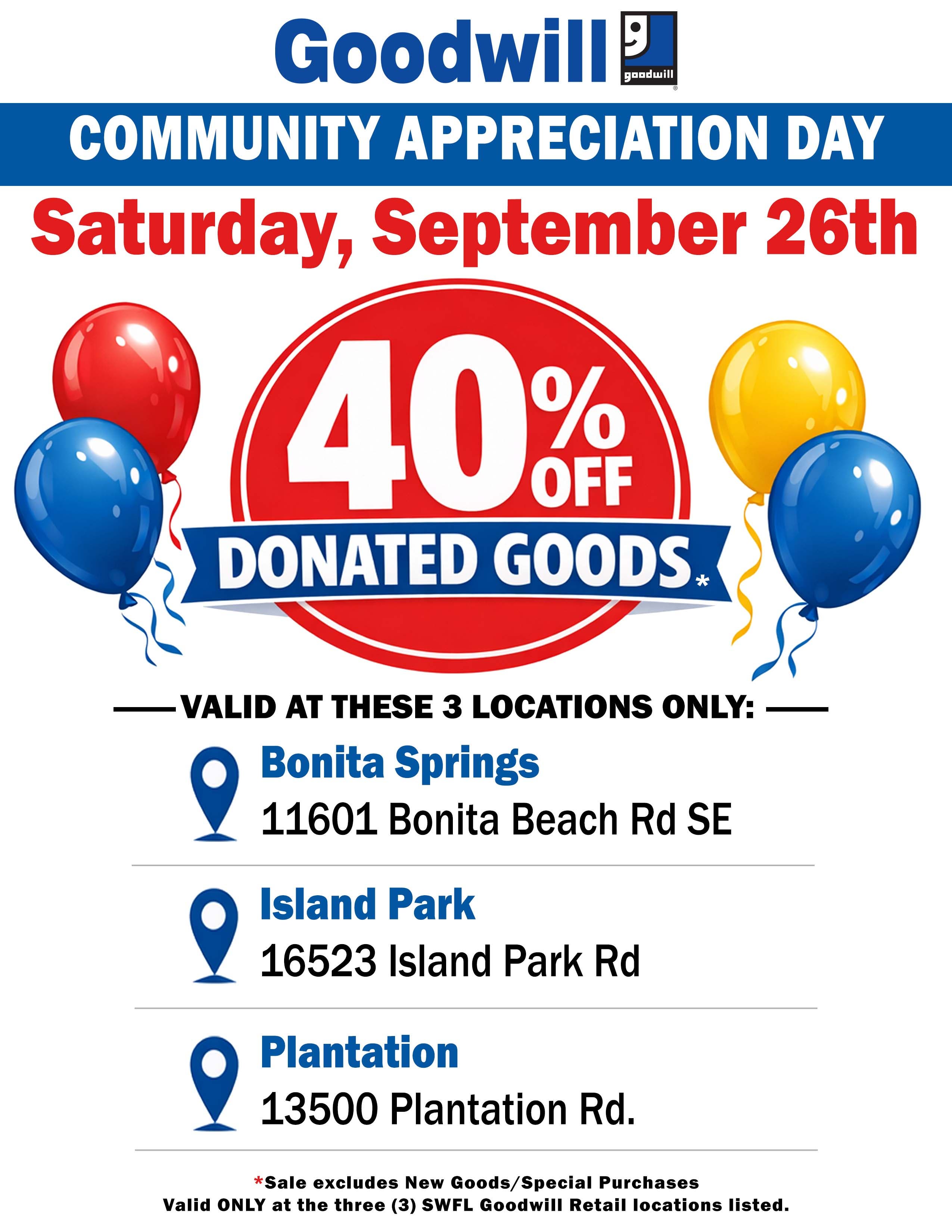 Goodwill Community Appreciation Day Sale