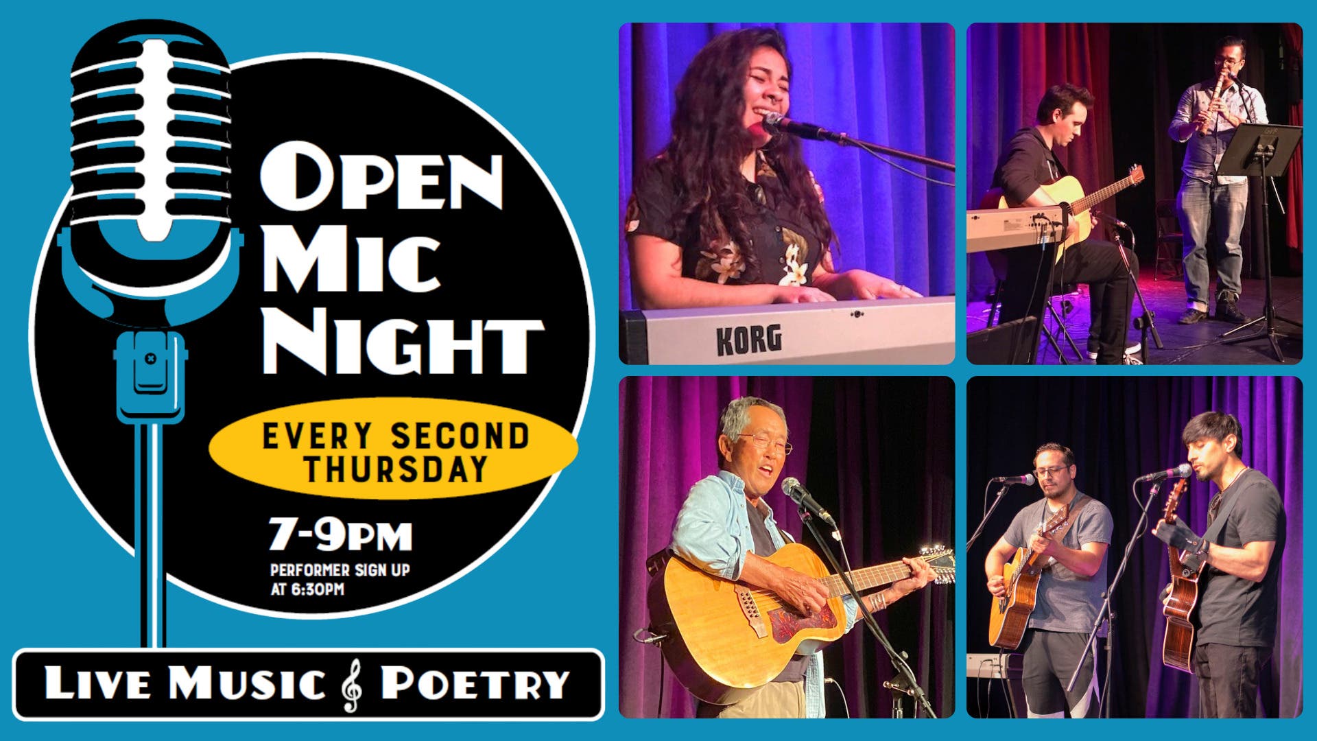  OPEN MIC NIGHT Monthly, Every 2nd Thursday