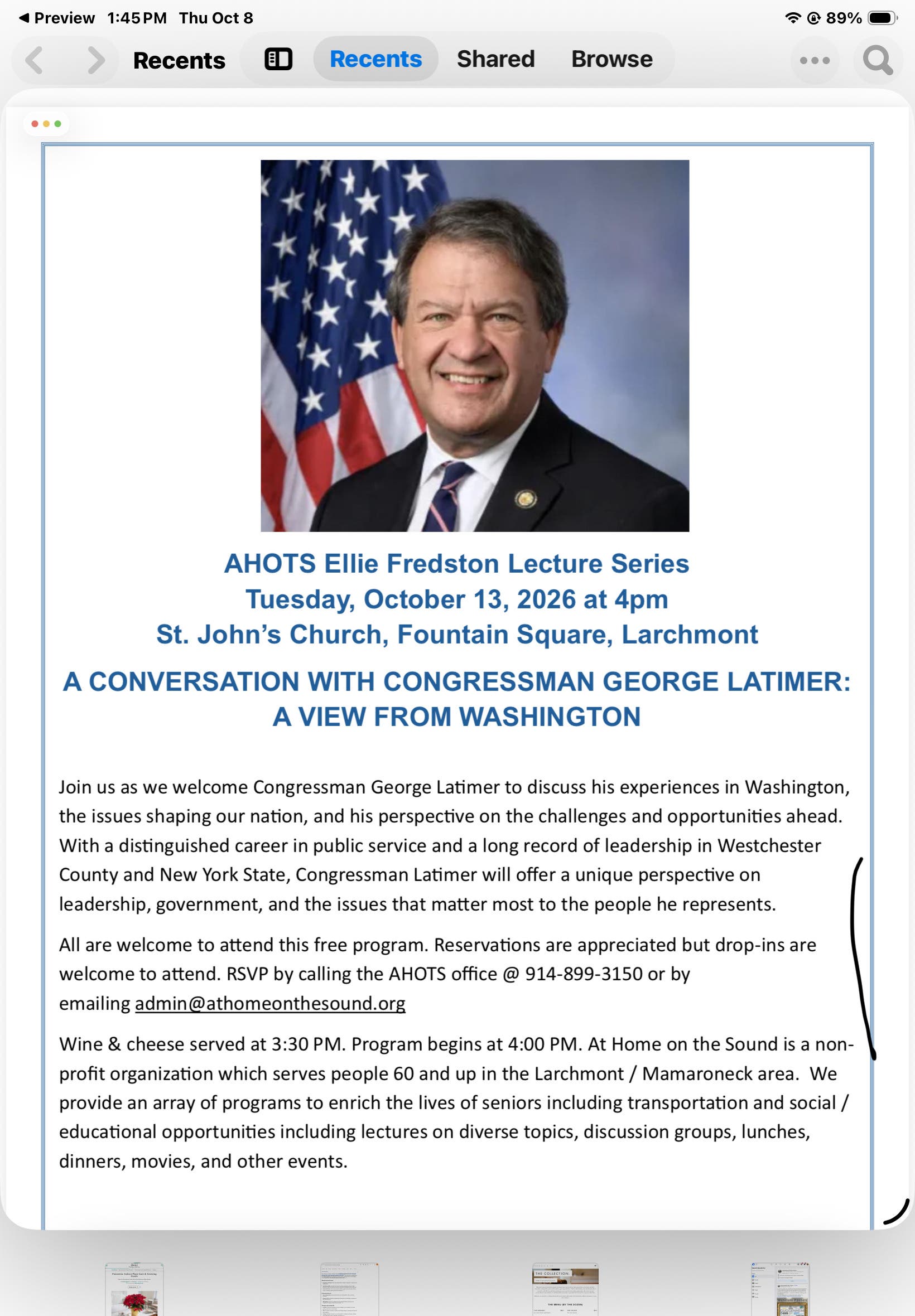 A Conversation with Congressman George Latimer: A View from Was