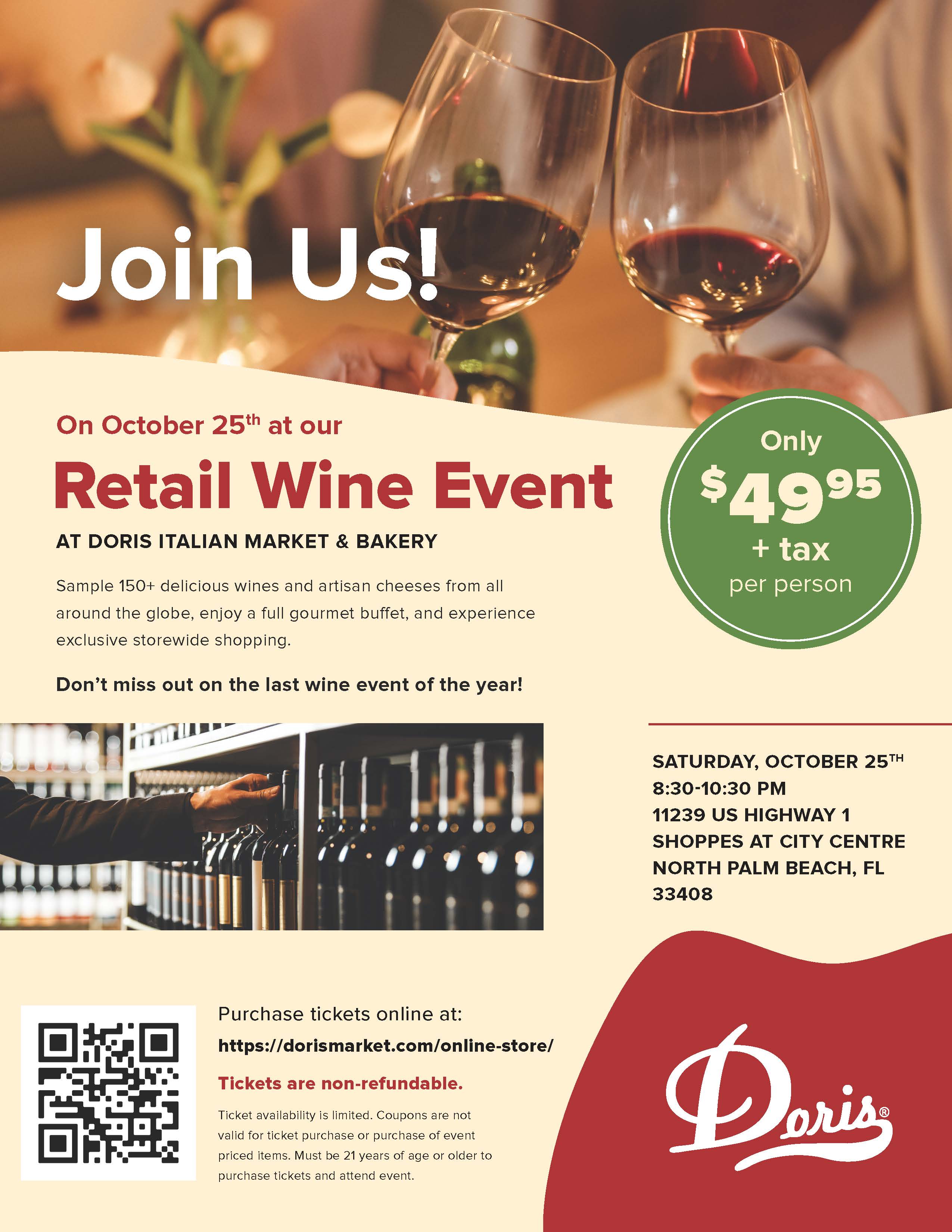 Drink or Treat at Doris Market’s Wine and Food Tasting