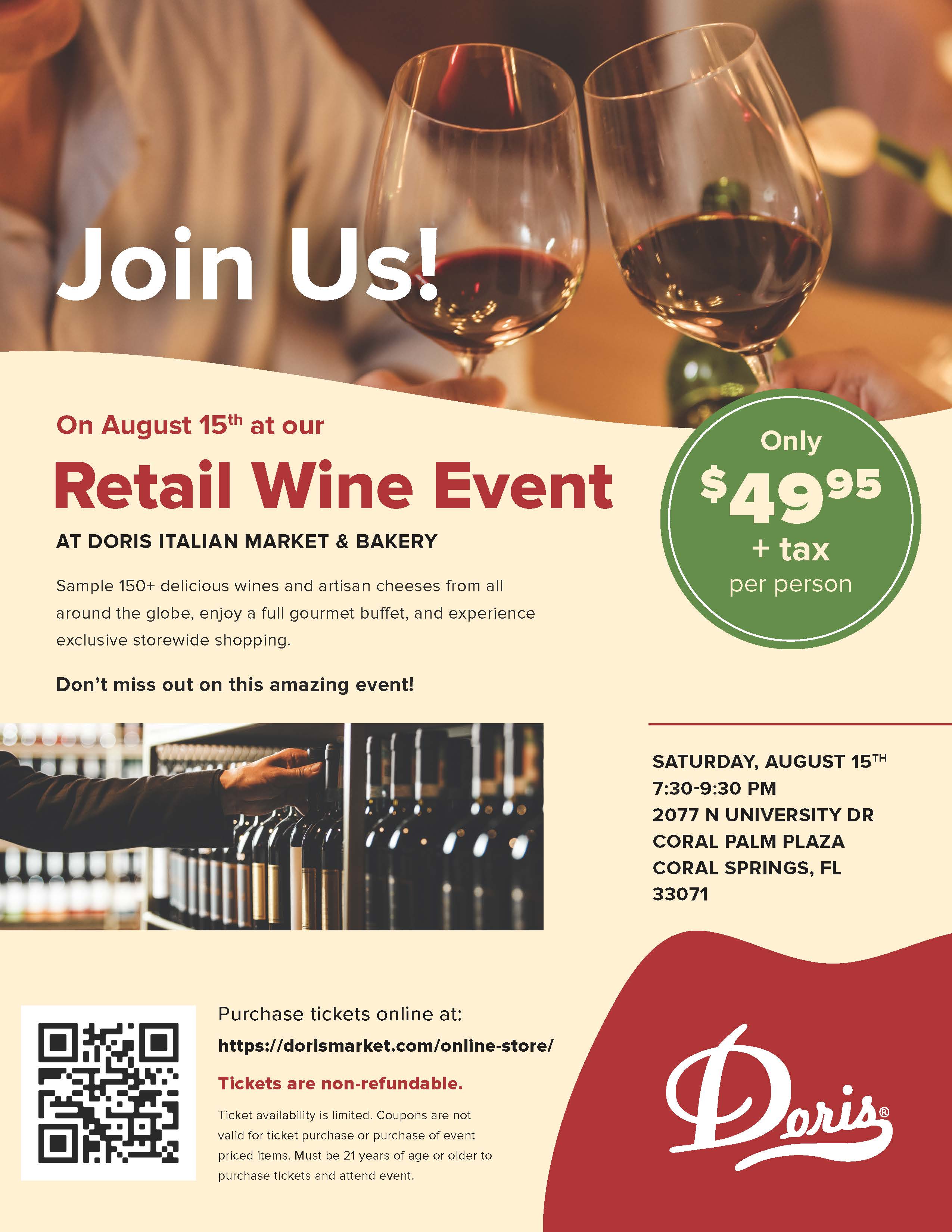Doris Italian Market & Bakery’s Wine Night on August 15