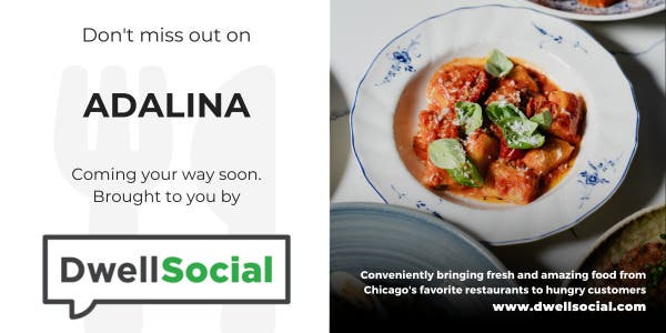 Award-winning pasta + Italian cuisine from Adalina are coming your way! Order by 6pm. 
