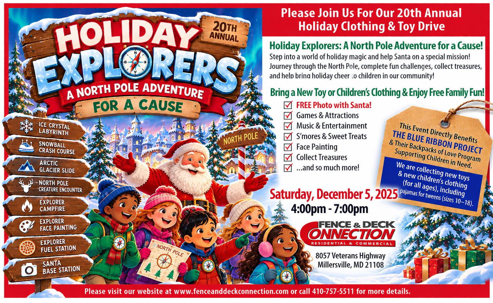 Fence and Deck Connection's 20th Annual Holiday Drive: North Pole Adventure