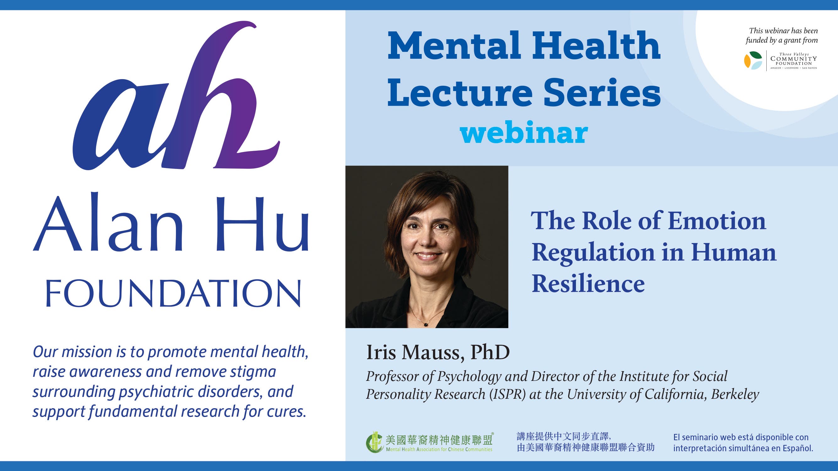 The Role of Emotion Regulation in Human Resilience/Webinar by Iris Mauss, Ph.D.