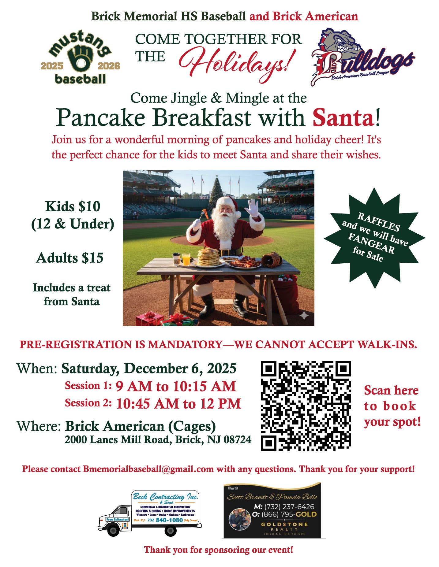 Pancake Breakfast with Santa (2 sessions 9am and 10:45) Registration Required!