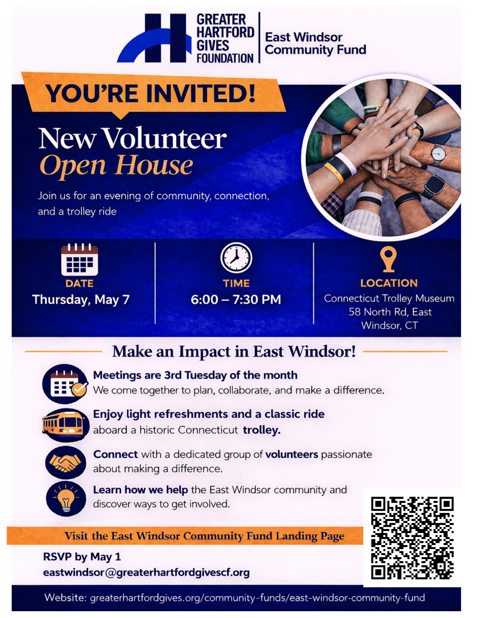 East Windsor Community Fund at Greater Hartford Gives - New Volunteer Open House, Thurs, May 7, 2026