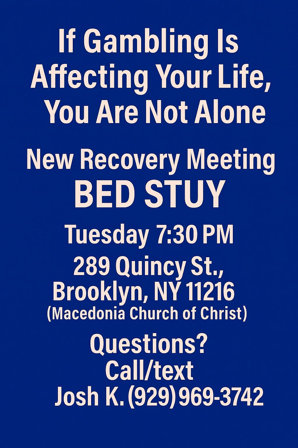 New Recovery Meeting Bed Stuy
