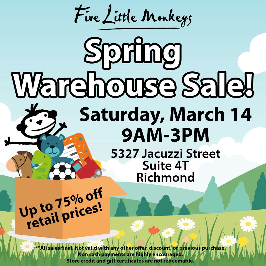 Five Little Monkeys Spring Warehouse Sale!