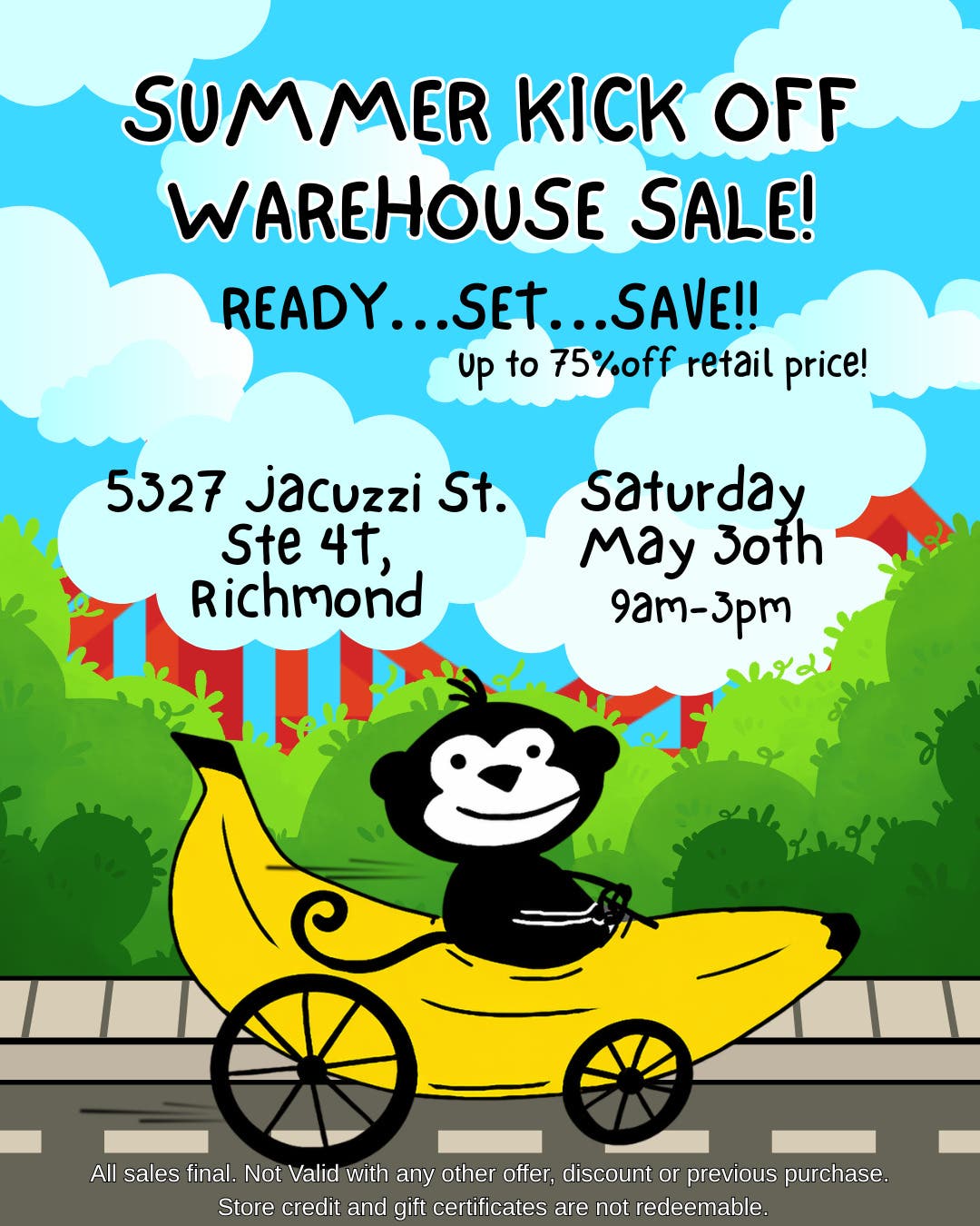 Five Little Monkeys Summer Kick Off Warehouse Sale!