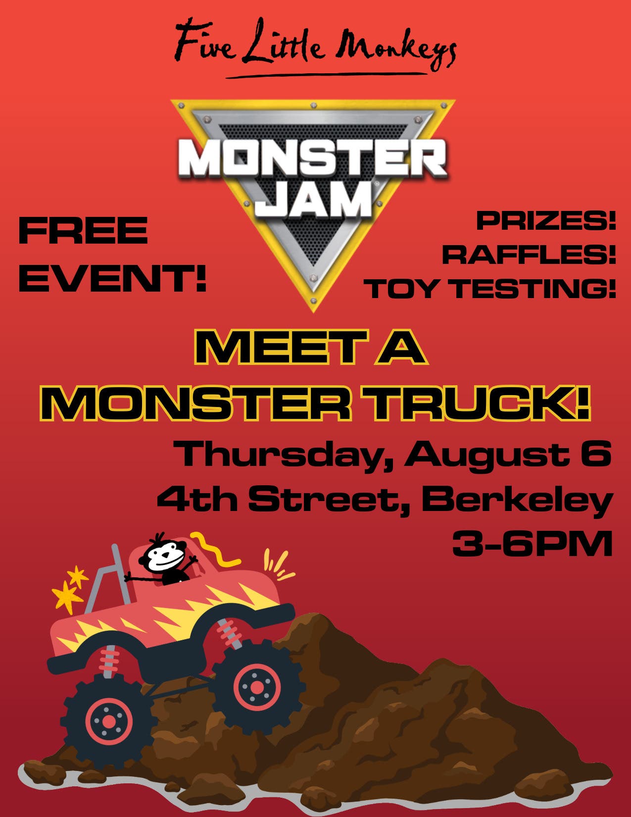 Meet A Monster Truck at Five Little Monkeys!