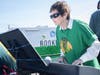 Smith Crossing resident Kay Sue Nagle performs aboard the float in the Tinley Park Irish parade.