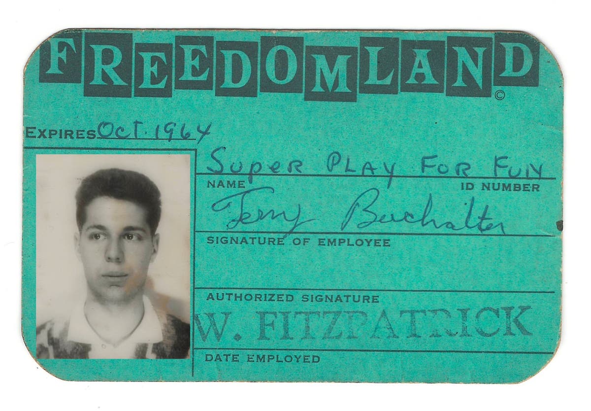 Terry Buckalter's employee badge at Freedomland. The park "expired" before the badge.