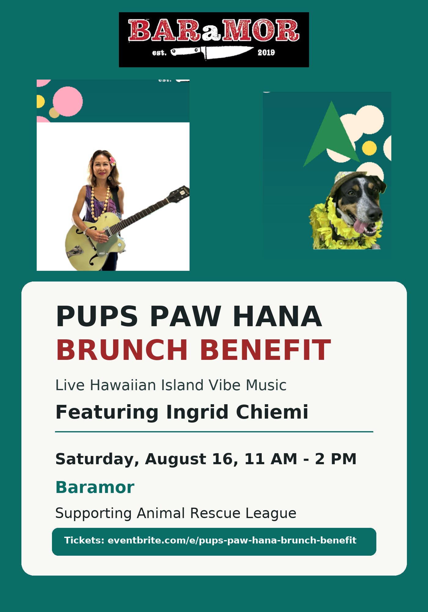 Pups Paw Hana Brunch Benefit Featuring Live Hawaiian Vibe Music by Ingrid Chiemi