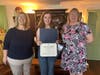 Kim McCrea and Maria DeBorba-Silva present award to Miriam Hale