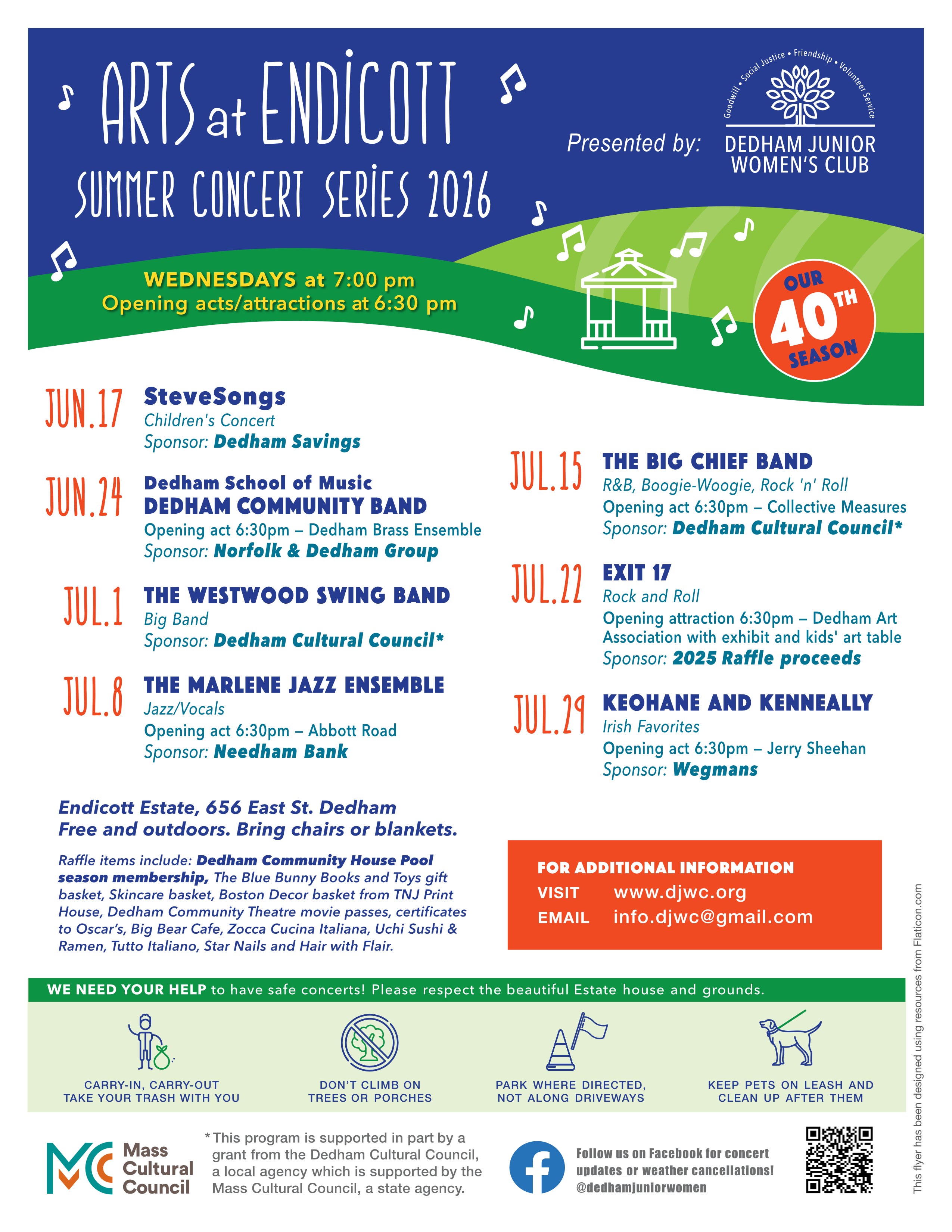Dedham Junior Women's Club Arts at Endicott Summer Concert Series
