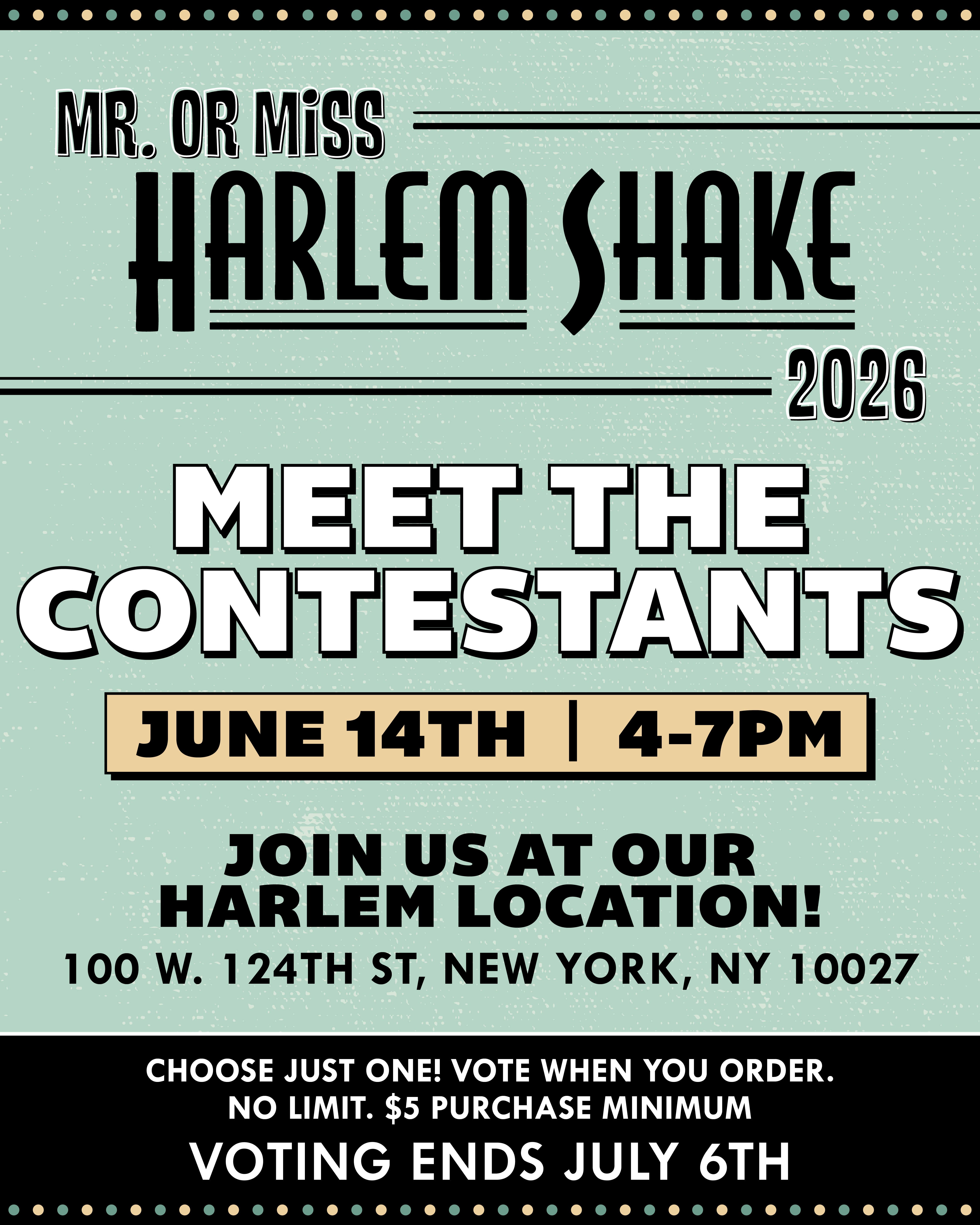 Mr. / Miss Harlem Shake Meet the Contestants Party 2026