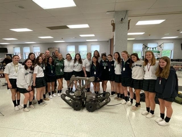 An all-female robotics team from Villa Walsh Academy embarked on their first-ever competition in the global FIRST Robotics Competition. 