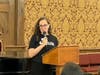 Dr. Audrey Fisch from More Than Bootstraps addresses scholarship winners and their families.
