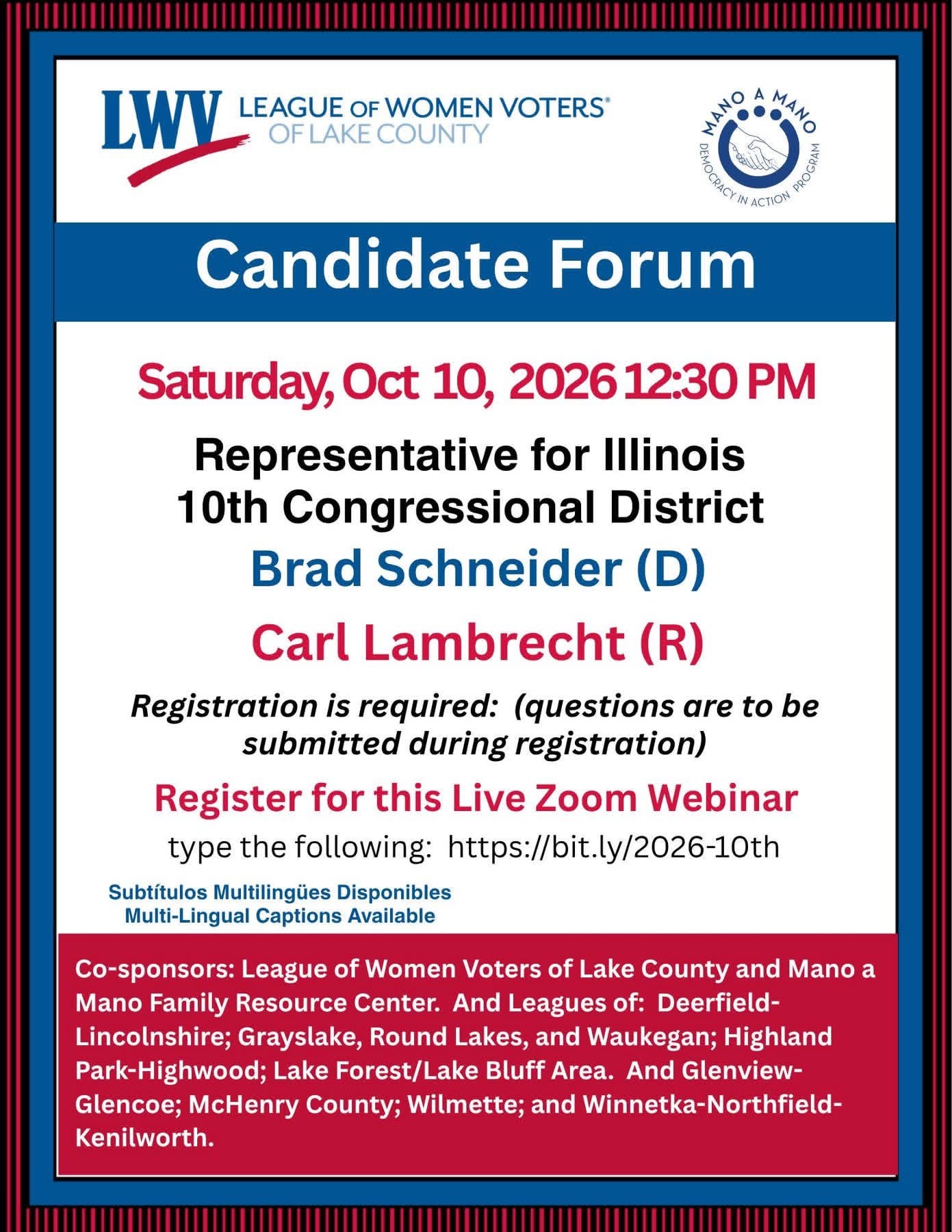 Candidate Forum: Representative for Illinois 10th Congressional District