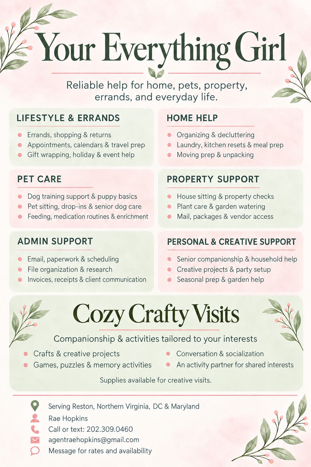 Your Everything Girl | Home Help, Pet Care & Cozy Crafty Visits