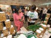 Secretary Way connects with Flow's Tasty Treats, a Black-owned business from Newark, NJ, at the Fancy Food Show.