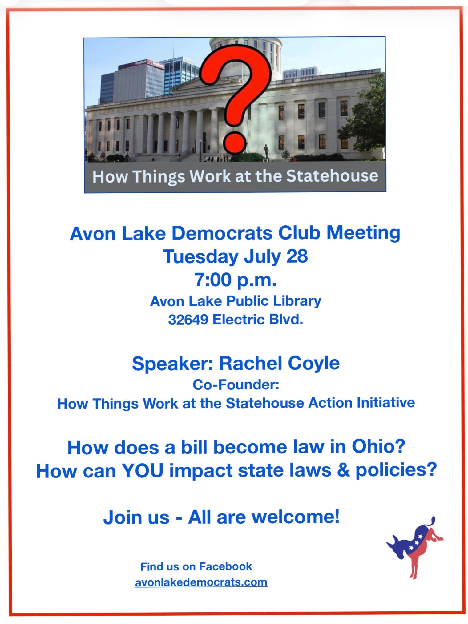 Avon Lake Democrats Club Meeting