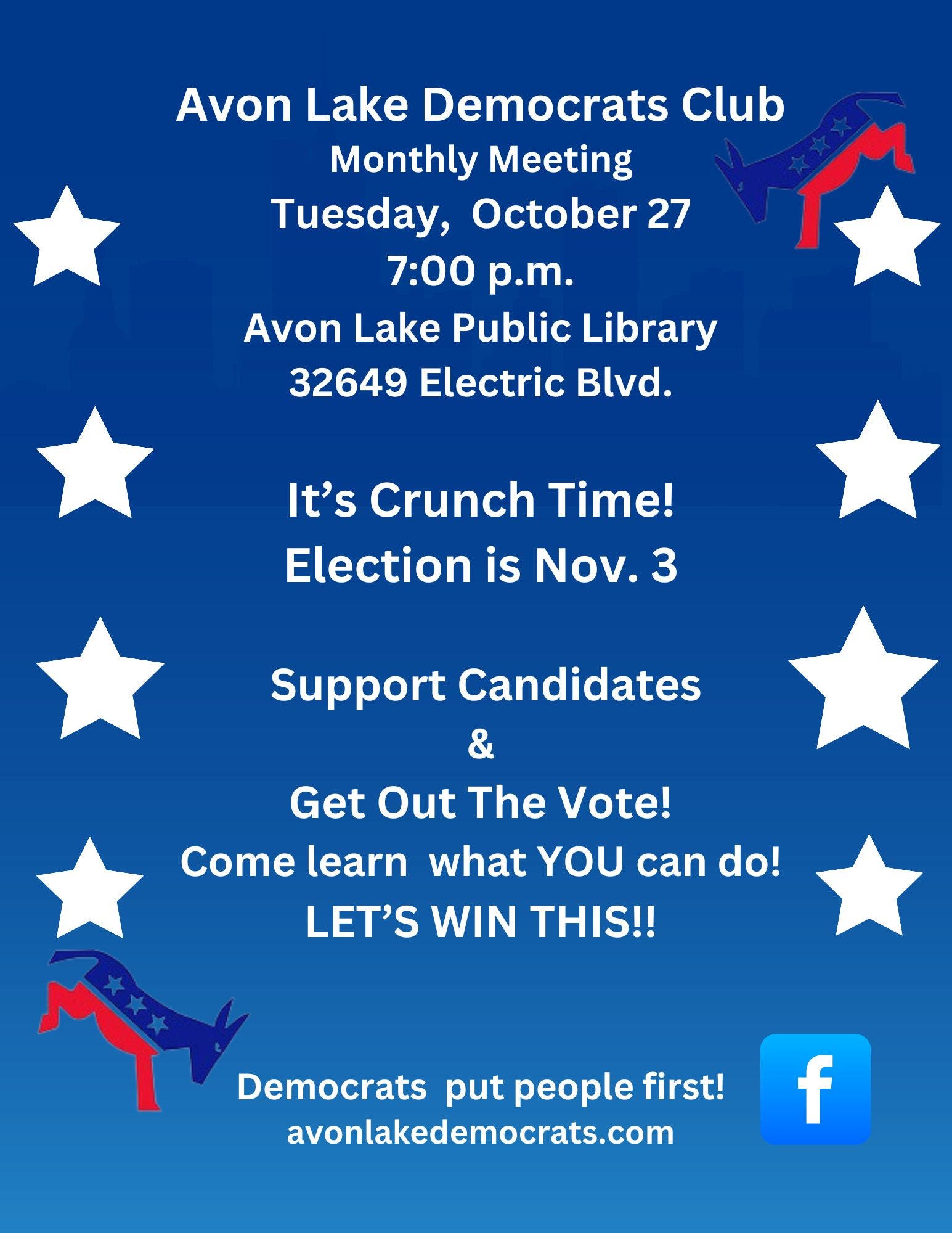 Avon Lake Democrats Club October Meeting
