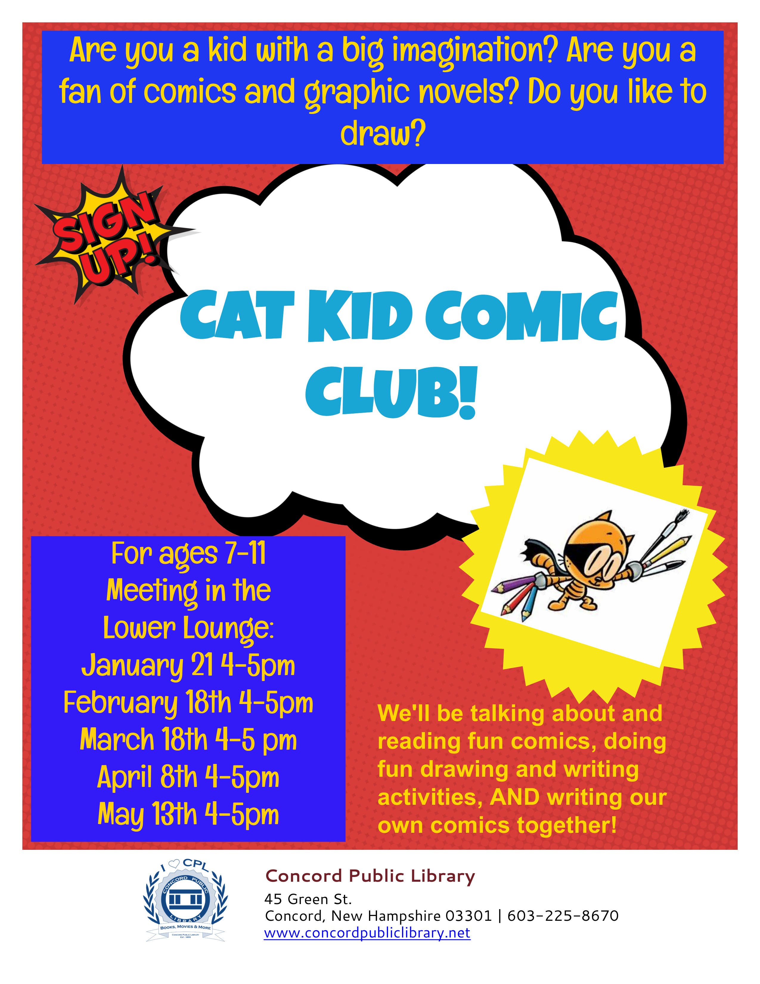 Mar 18 | Cat Kid Comic Club | Concord, NH Patch