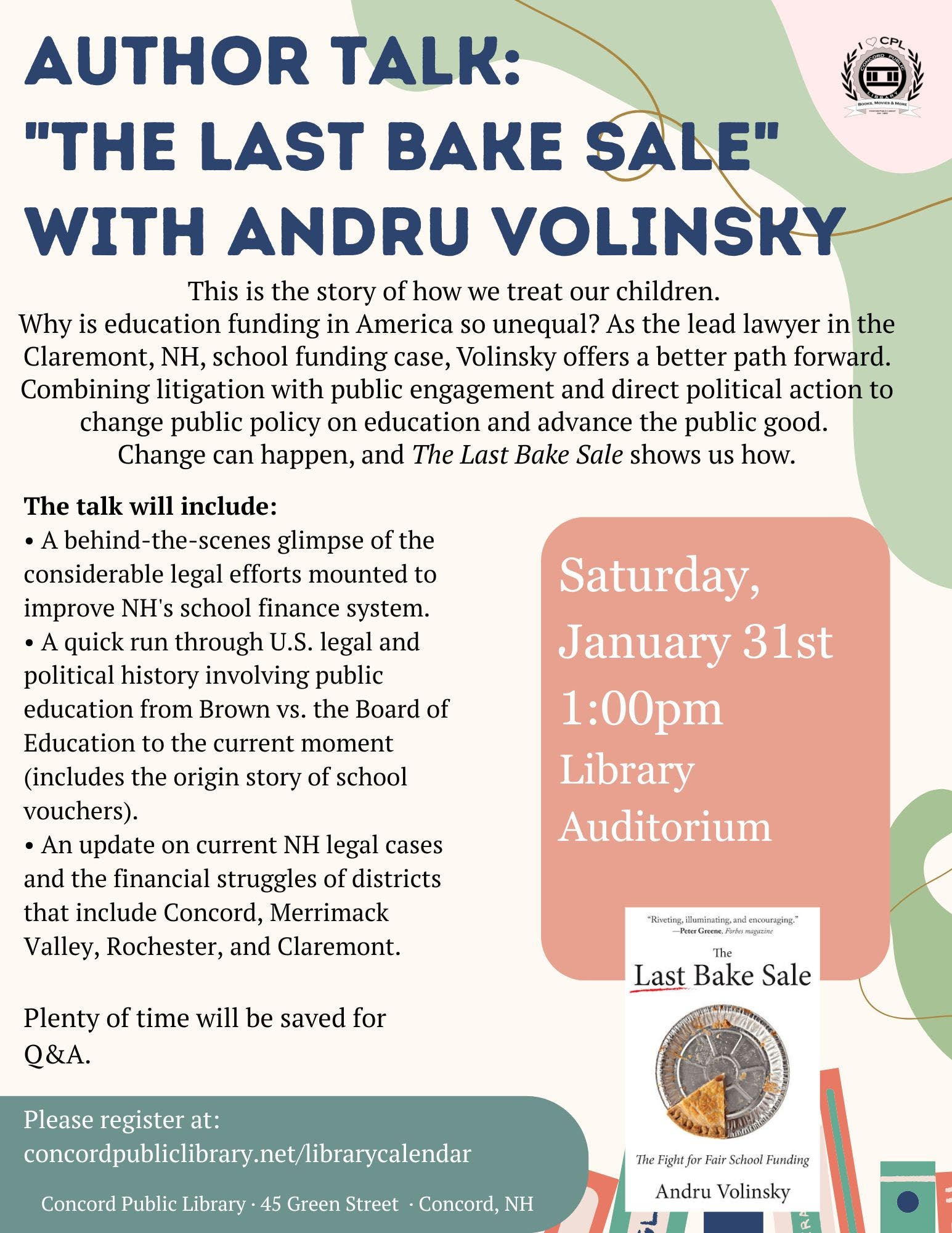 Author Talk: "The Last Bake Sale" with Andru Volinsky