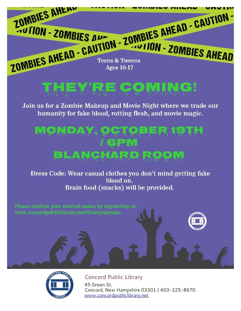 Zombie Make up and Movie Night for Teens & Tweens
