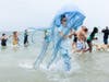 Shamrock Splash participants as they participate in the cold water plunge. 