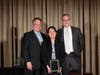 Pictured are Christopher Molineaux, President and CEO, Life Sciences Pennsylvania (left), Amy Wu, sophomore at the University of Pennsylvania (middle), and Bruce Goldsmith, Ph.D., President and CEO, Passage Bio (right)