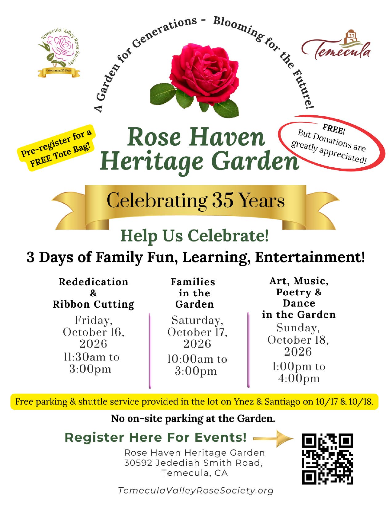 Free Rose Haven 35th Anniversary Families in the Garden Day