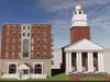 Architect's rendering of the Deer Hill Regency next to the existing First Congregational Church.