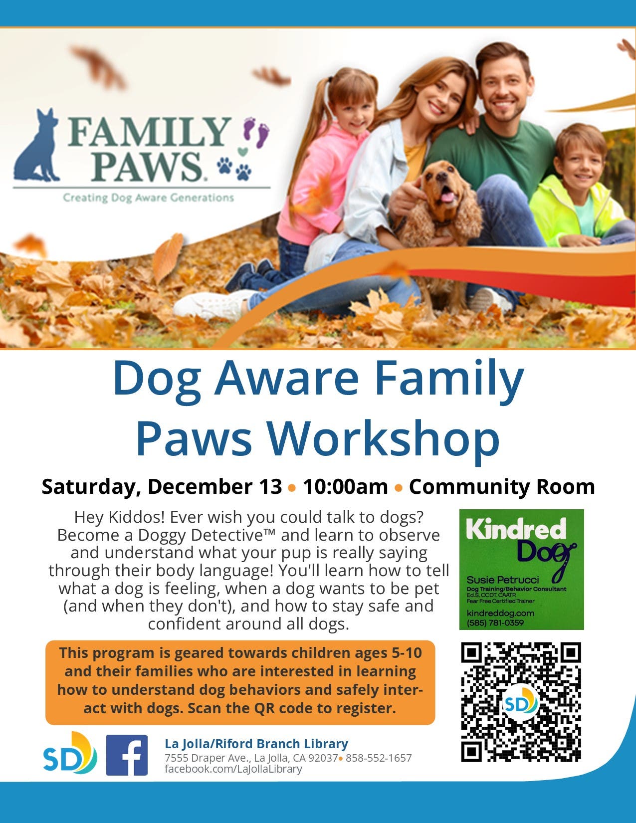 Kindred Dog Brings “Doggie Detective™” Children’s Workshop to La Jolla on December 13