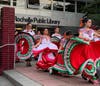 Calpulli Mexican Dance Troupe will  perform on Tuesday, August 15, 7:00 pm for the final performance of the International Music and Dance Festival at NRPL. The performance takes place on the Library patio, adjacent to Ruby Dee Park on Library Green. 