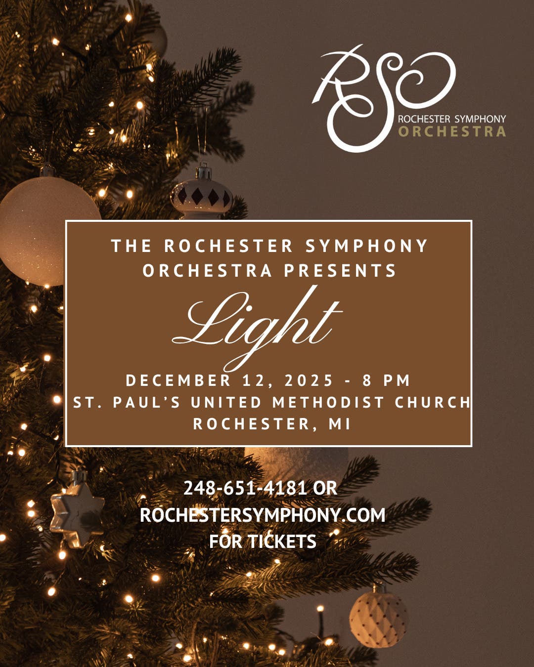 The Rochester Symphony Orchestra Proudly Presents “Light” A World of Holiday Music Awaits You