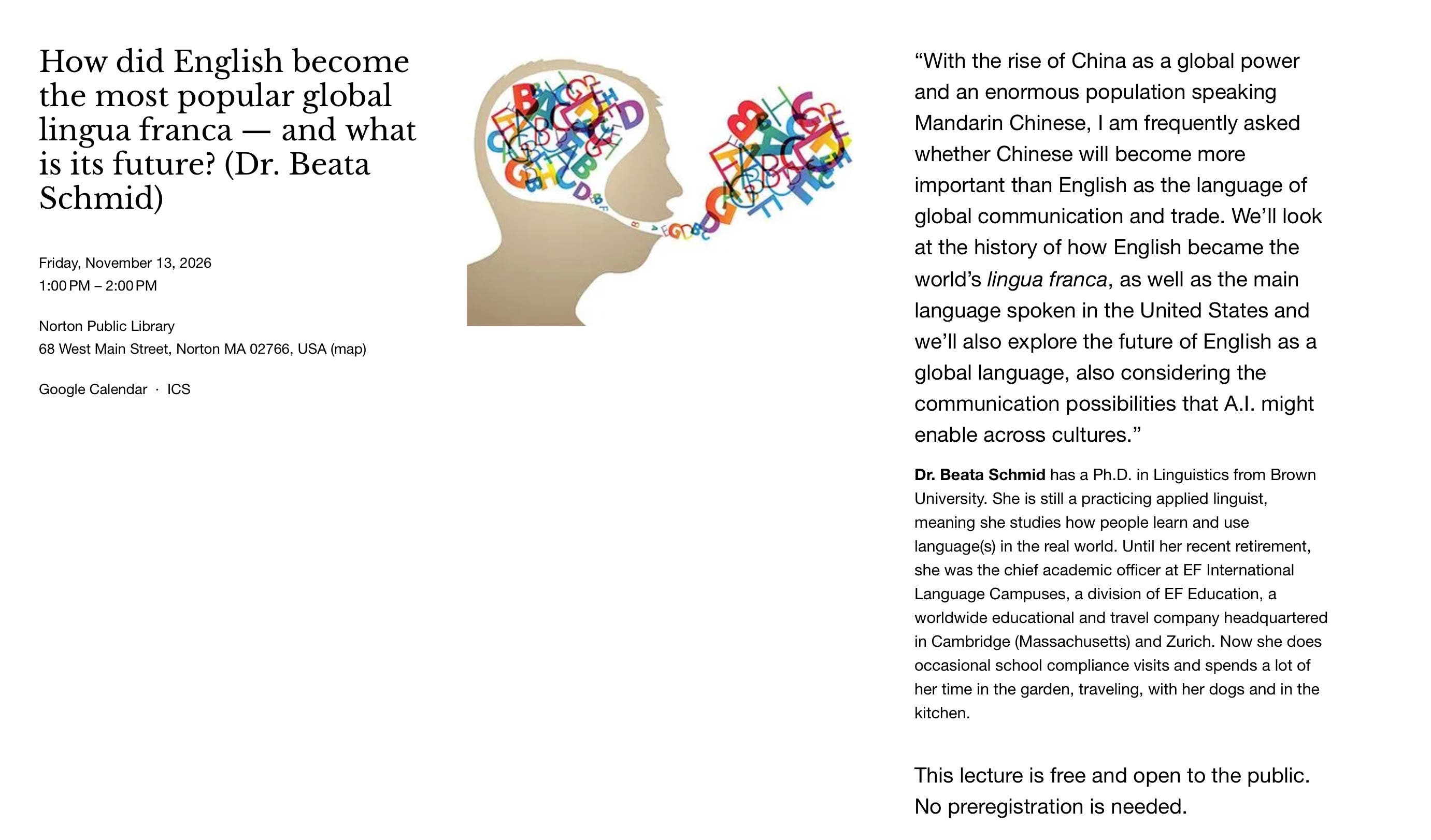 How did English become the most popular global lingua tranca - and what is its future? (Dr. Beata Sc