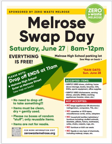 Melrose Swap Day, Saturday, June 27, 2026 from 8:00 am – 12:00 pm