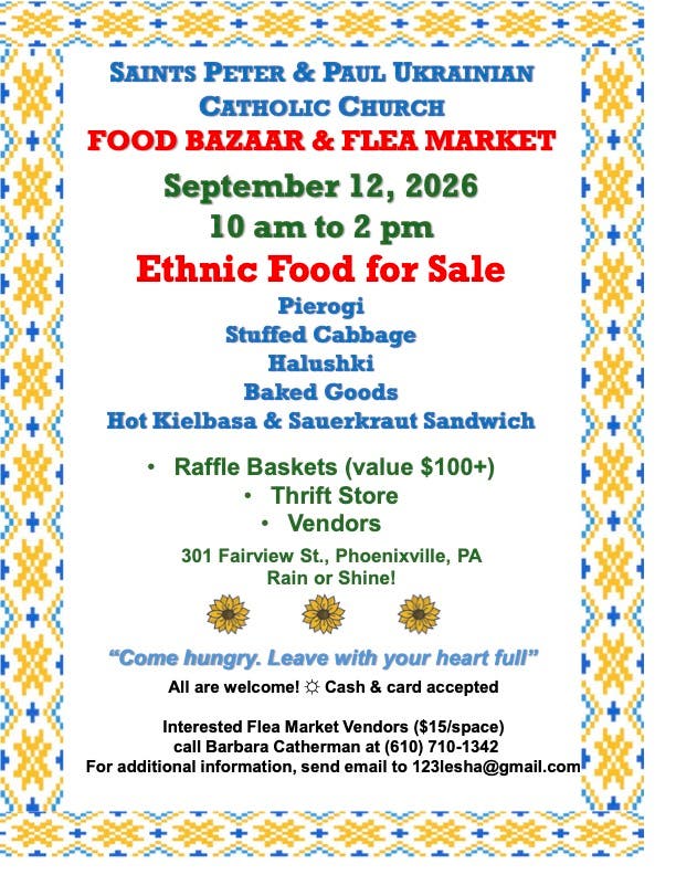 Food Bazaar & Flea Market, Basket Raffle Fundraiser at SS Peter & Paul Ukrainian Catholic Church