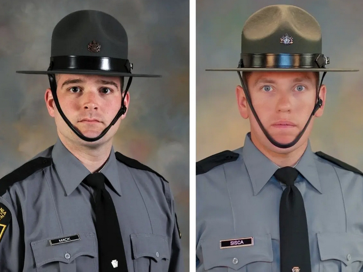 Troopers Martin F. Mack III and Branden T. Sisca were struck and killed by a vehicle on Interstate 95 south in Philadelphia early Monday morning, officials said. 