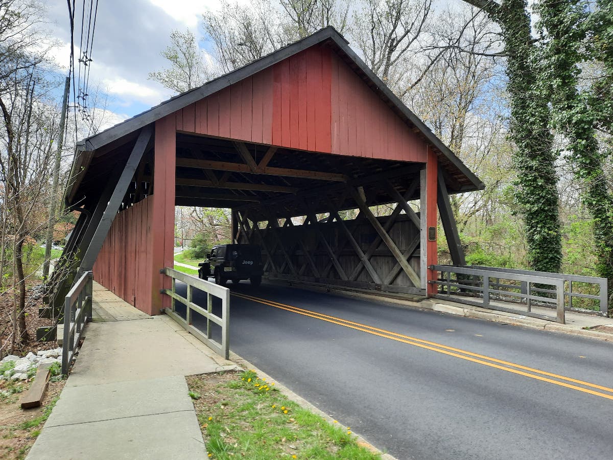 This picture of the Scarborough Covered Bridge was taken in April.